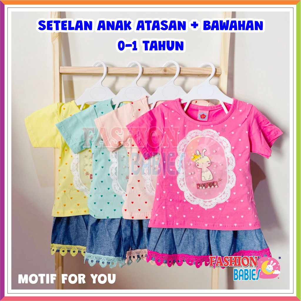 MELODY - SETELAN CELANA JEANS |  ATASAN + BAWAHAN 0-1 TAHUN ❤ Fashionbabies ❤