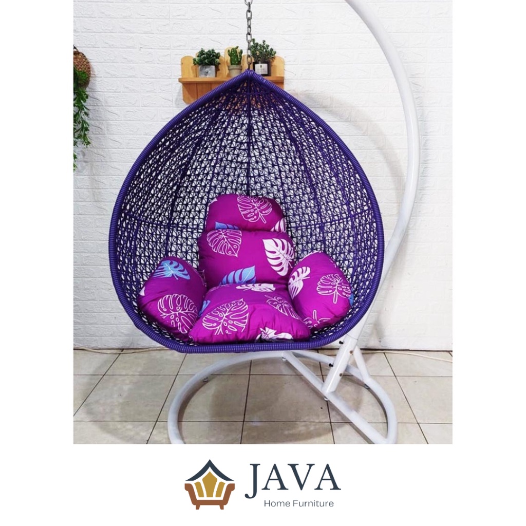 (GRATIS ONGKIR) Ayunan Rotan Model Pear (1 Set Lengkap) - Java Home Furniture