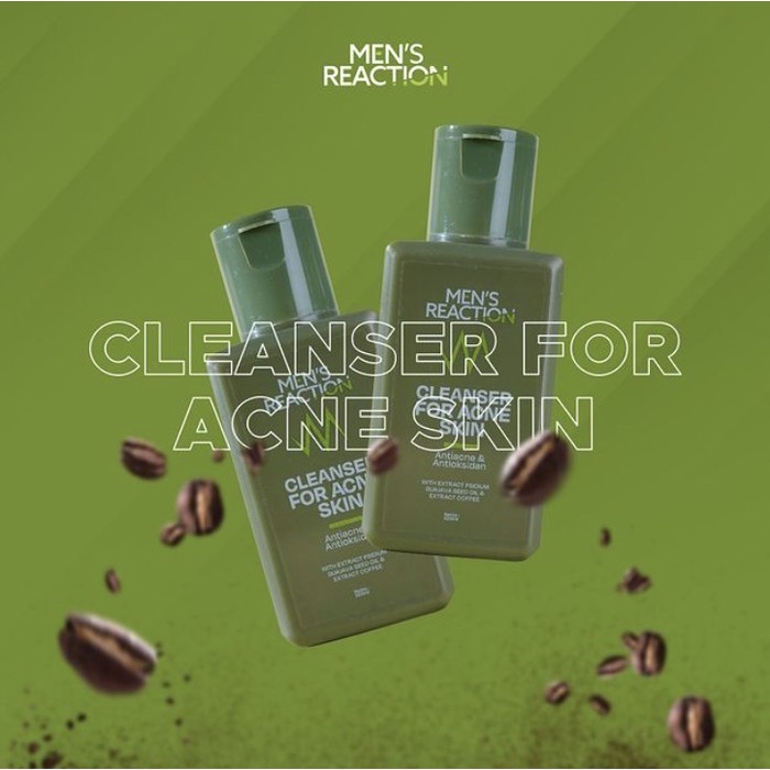 Sabun Muka Menyembuhkan Mencegah Membersihkan mengurangi Meredakan jerawat kemerahan Iritasi Minyak belebih Kototan Noda Pori Pori Kulit Wajah MENS REACTION Cleanser for Acne Skin Melembabkan Menyegarkan Kulit Wajah Skincare pria Ampuh Original BPOM