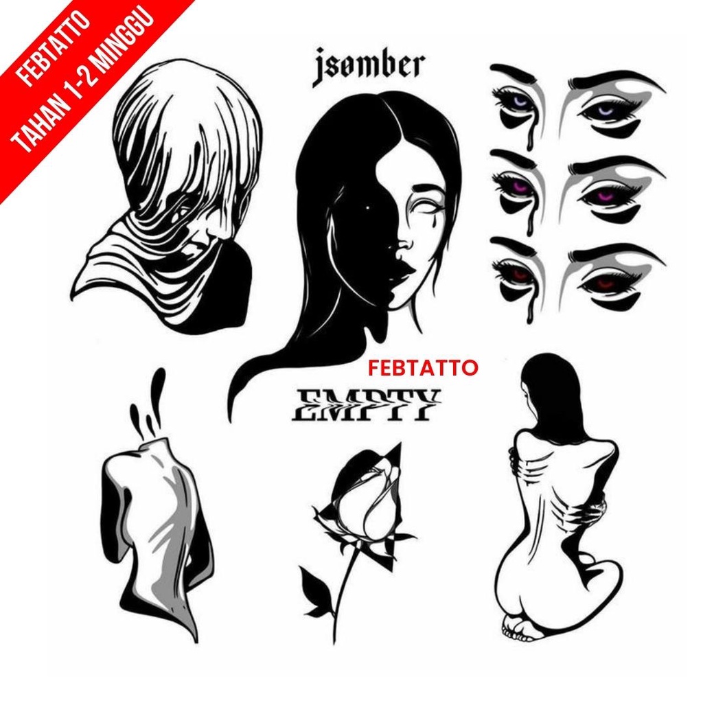 Tato Temporer Perempuan Bunga Tato kecil Stiker Tatto - PERS 1-8