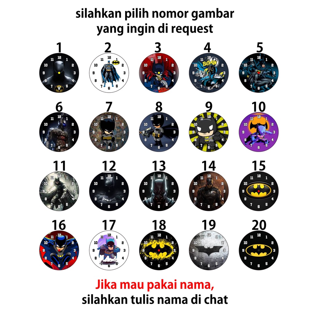 Jam Tangan Anak Laki Custom Nama Motif Batman Robot Hadiah Anak SD Karakter Kartun Hero Promo