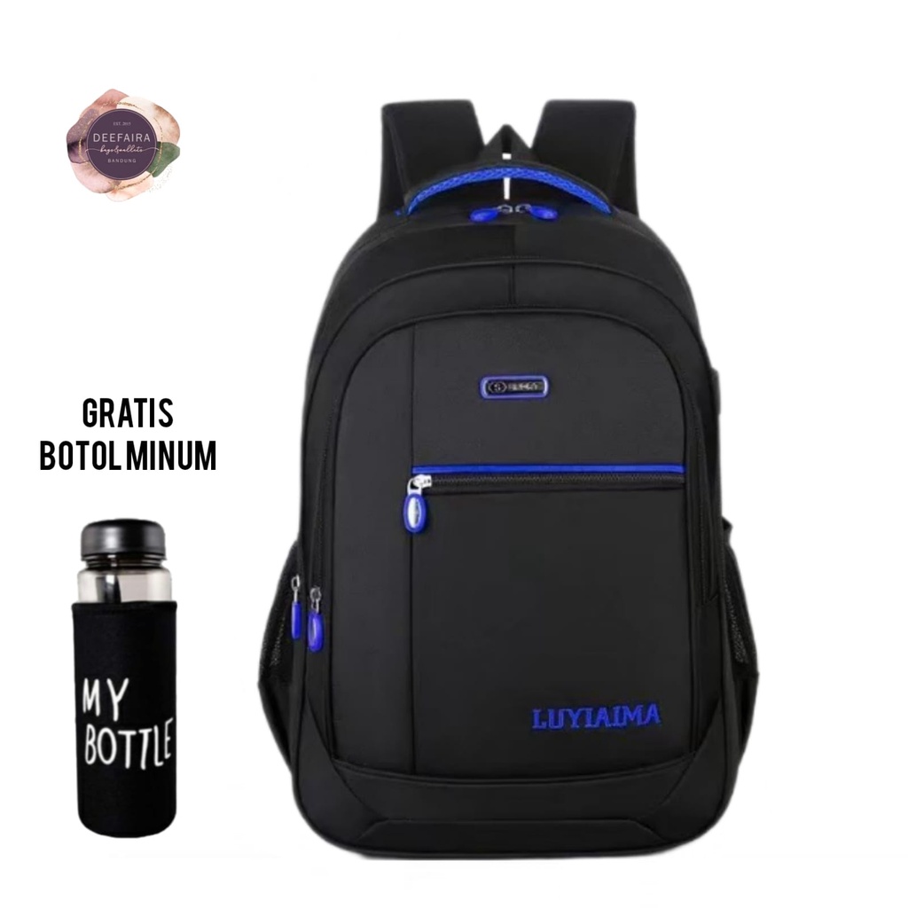 Tas Ransel Pria Serbaguna Model Lyo44 V1X Gratis Botol Minum Untuk Sekolah &amp; Kuliah