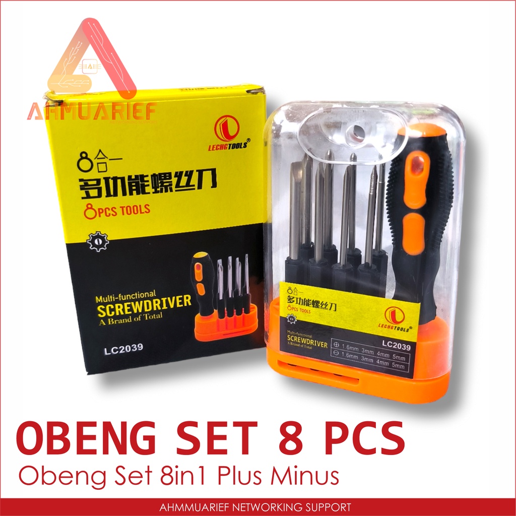 8 in 1 Obeng Set Serbaguna Kunci Shock Set Multifunction Screwdriver Obeng Serbaguna Min Plus