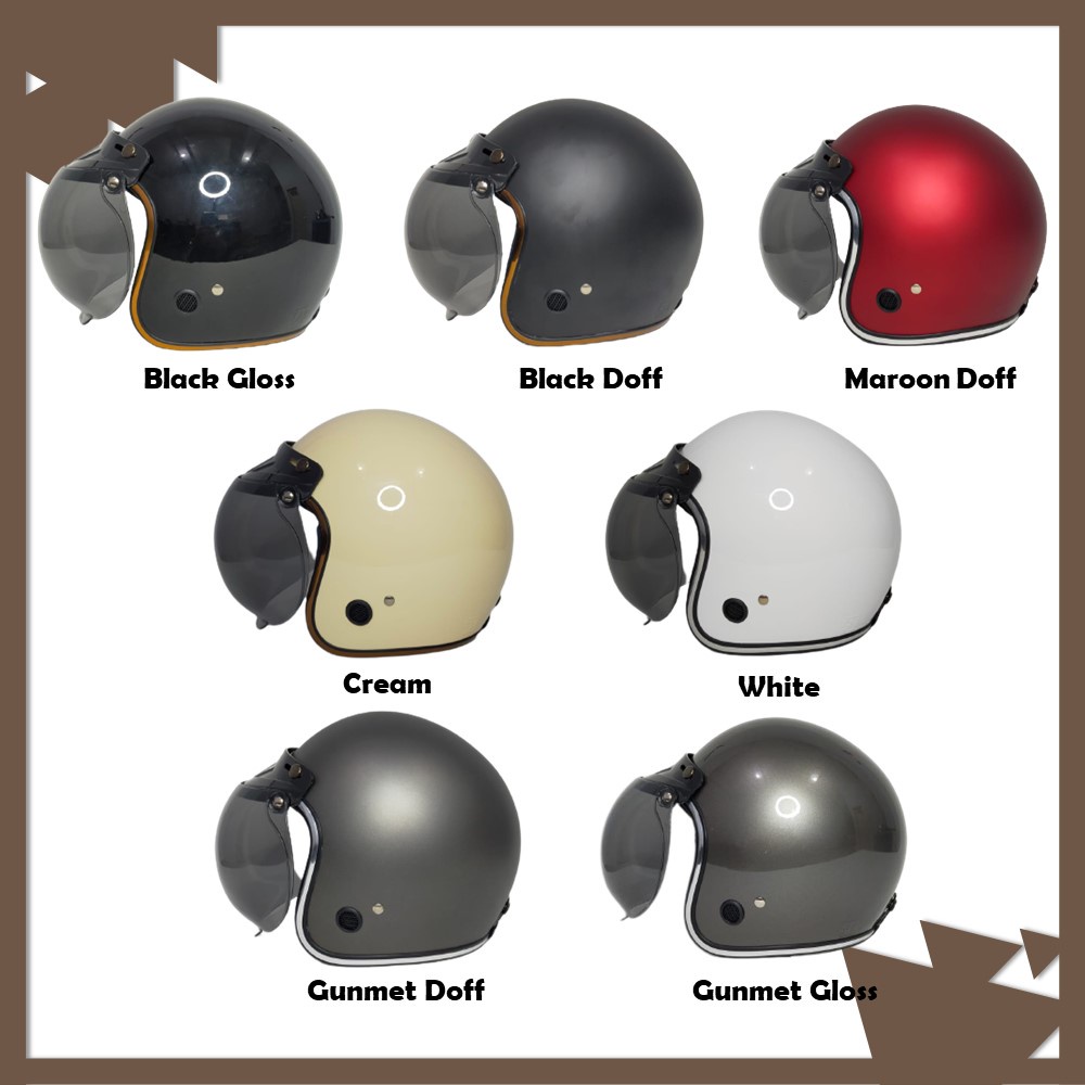 Helm CAT List Chrome Bogo Retro Kaca Bubble Flat