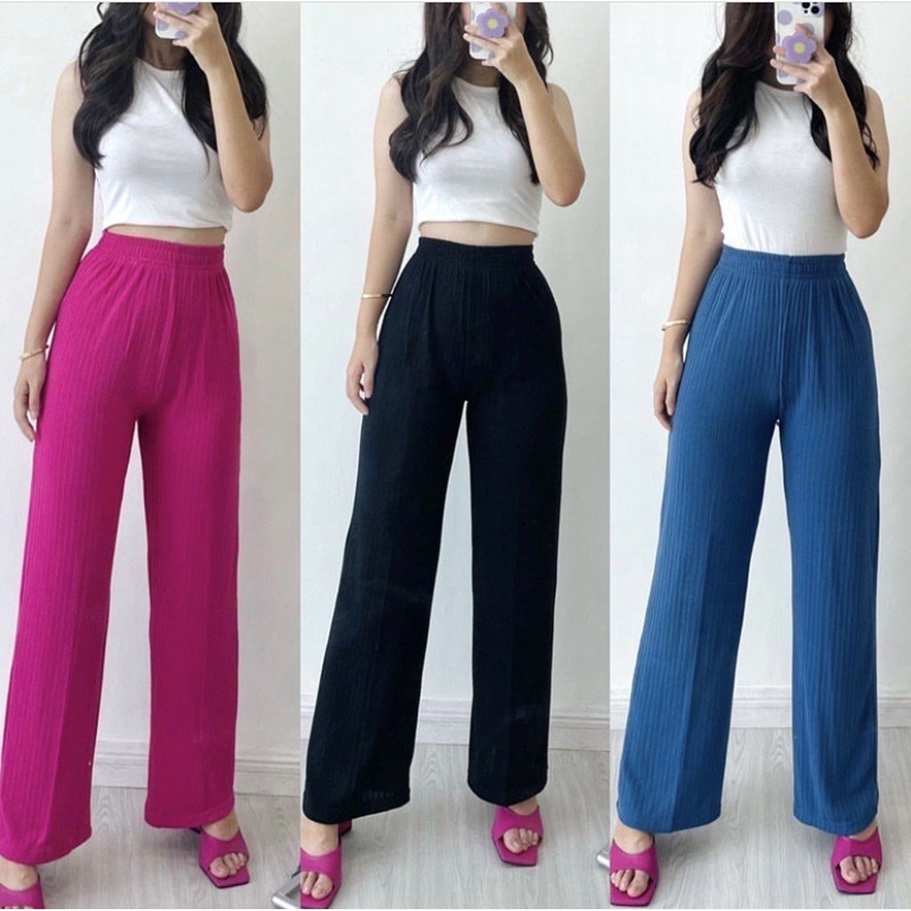 Meera Pants - Celana Kulot Knit Premium Long Cullot Pants Celana Panjang wanita Murah