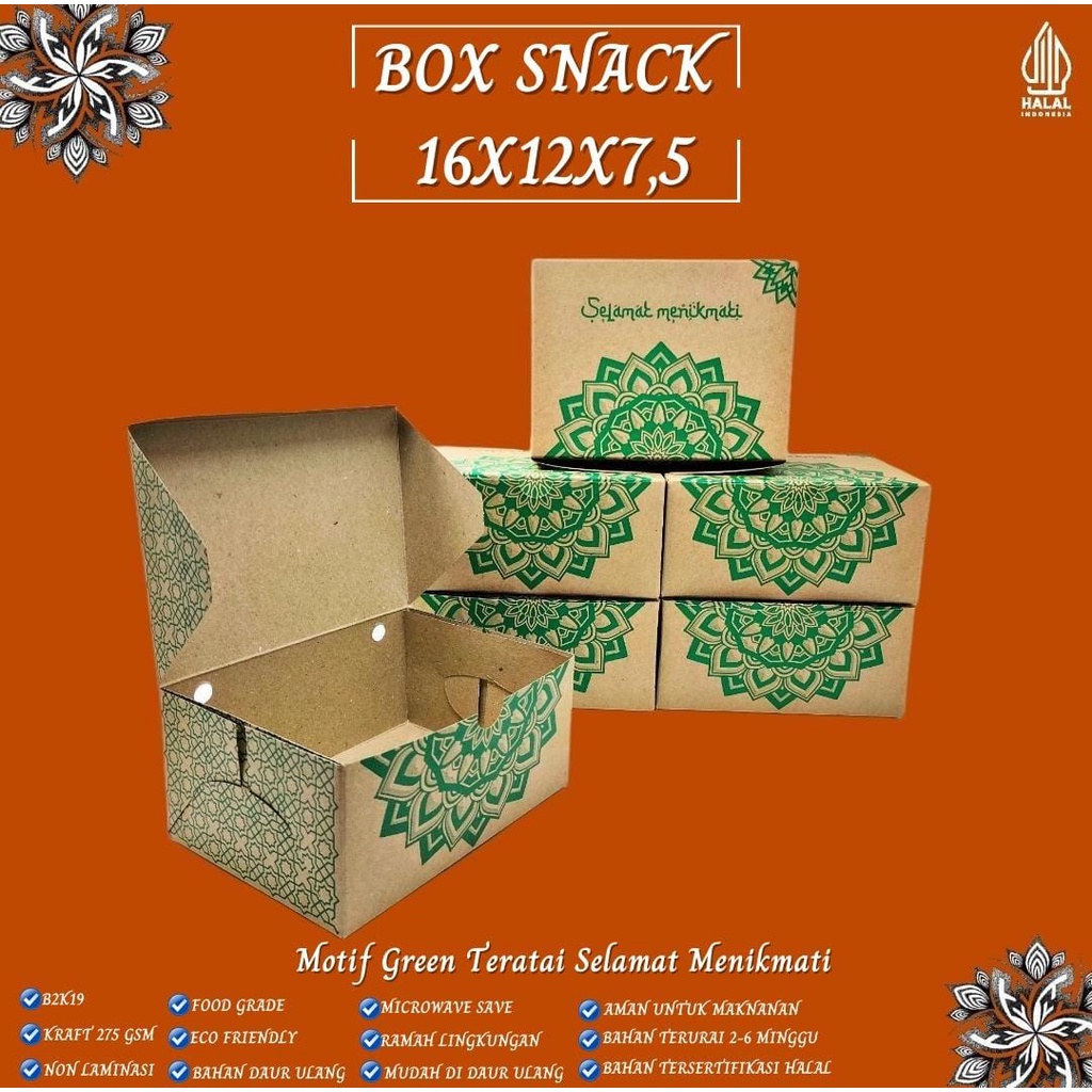 Snack Box 16x12 Dus Snack Motif Teratai (B2K19-16X12X7.5 Cm)