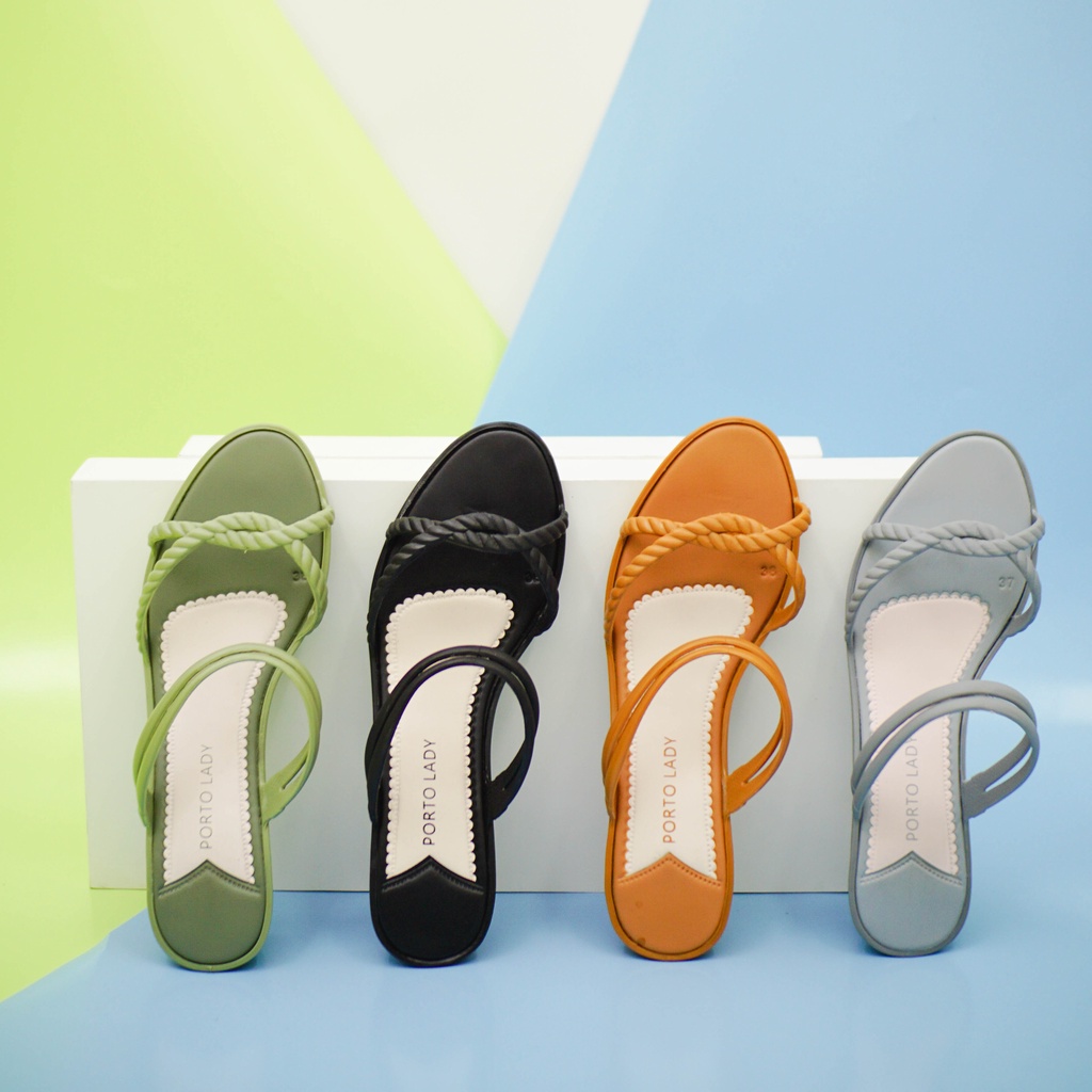 SOL - Porto Leveling New Arrival Heels Terbaru Untuk Acara Casual Nyaman Anti Slip Porto Lady