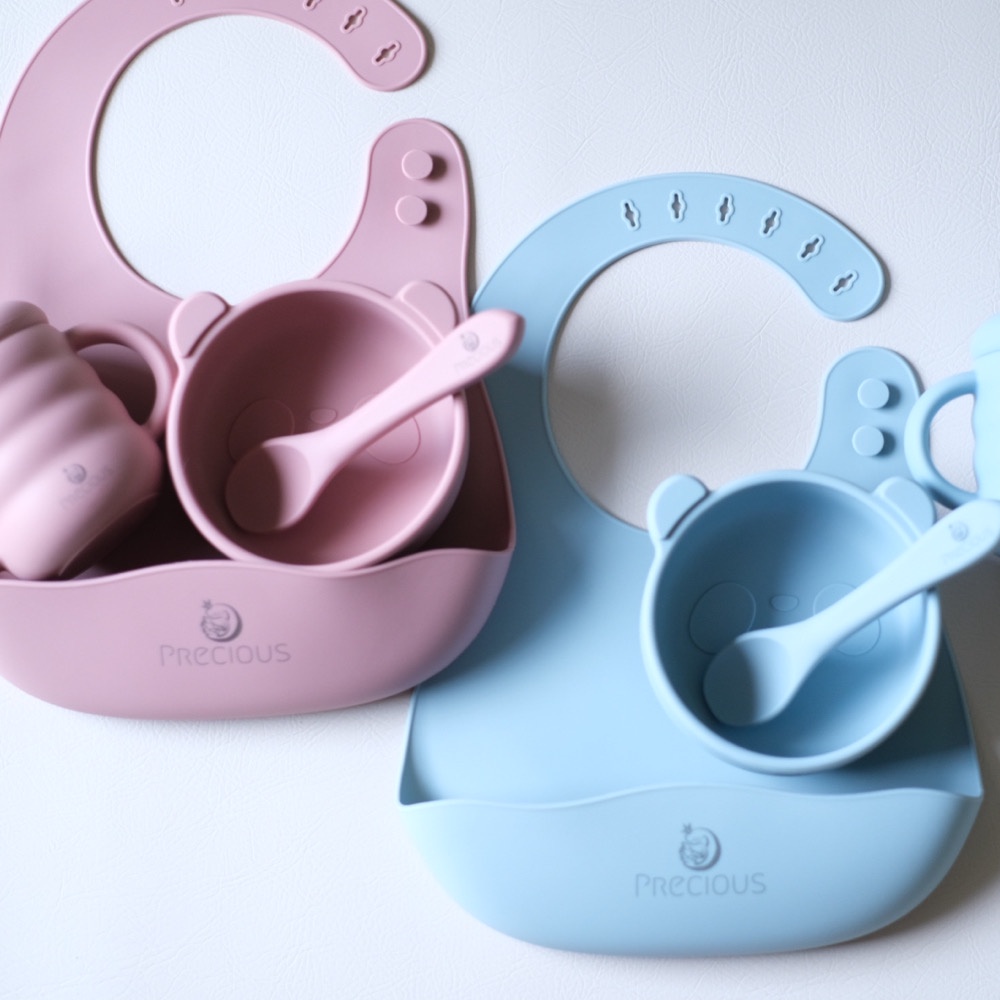 Precious Premium Silicone Panda Feeding Set | Silicone Panda Bowl + Bib + Cup + Spoon | Feeding Set Hampers