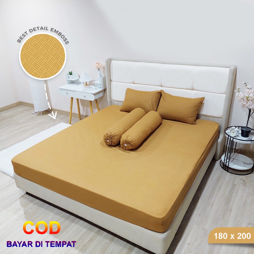 [✅COD] Paket Sprei Seprei 180x200 Dan 4 Sarung Bantal Guling Homemade Katun Embos Dekor Dekorasi Kamar Tidur Perlengkapan Rumah Aneka Warna Polos Murah