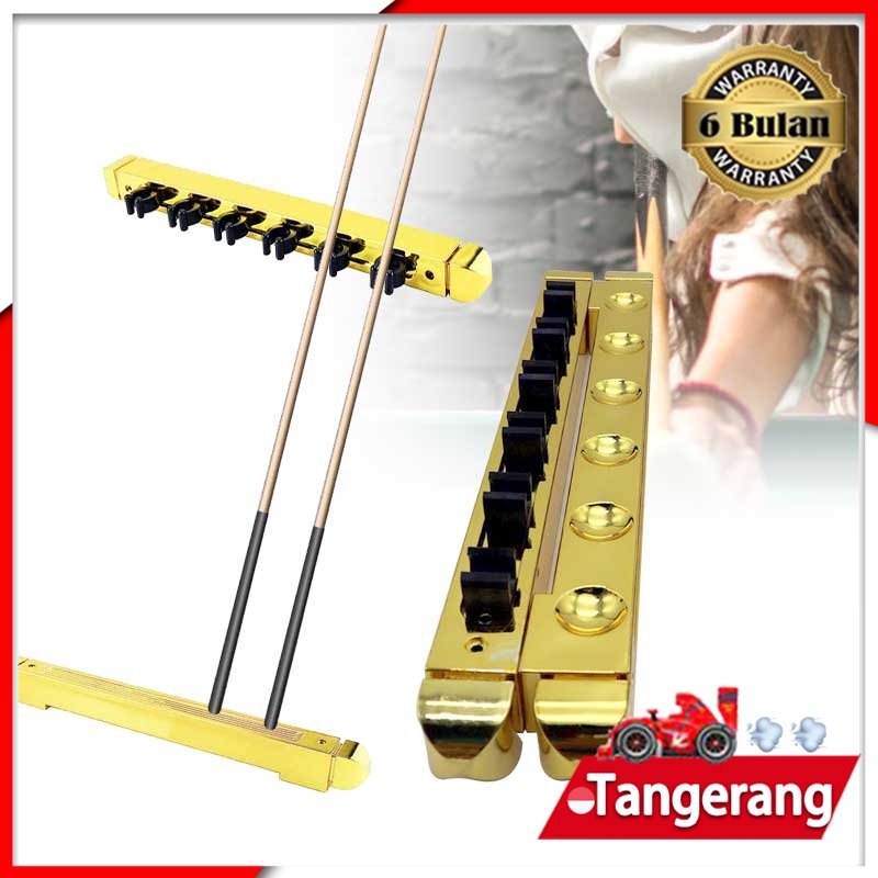 Wall Cue Rack Rak Billiard Rak Stick Dinding Kayu - Emas-Hold 6 Pc Billiard Cue