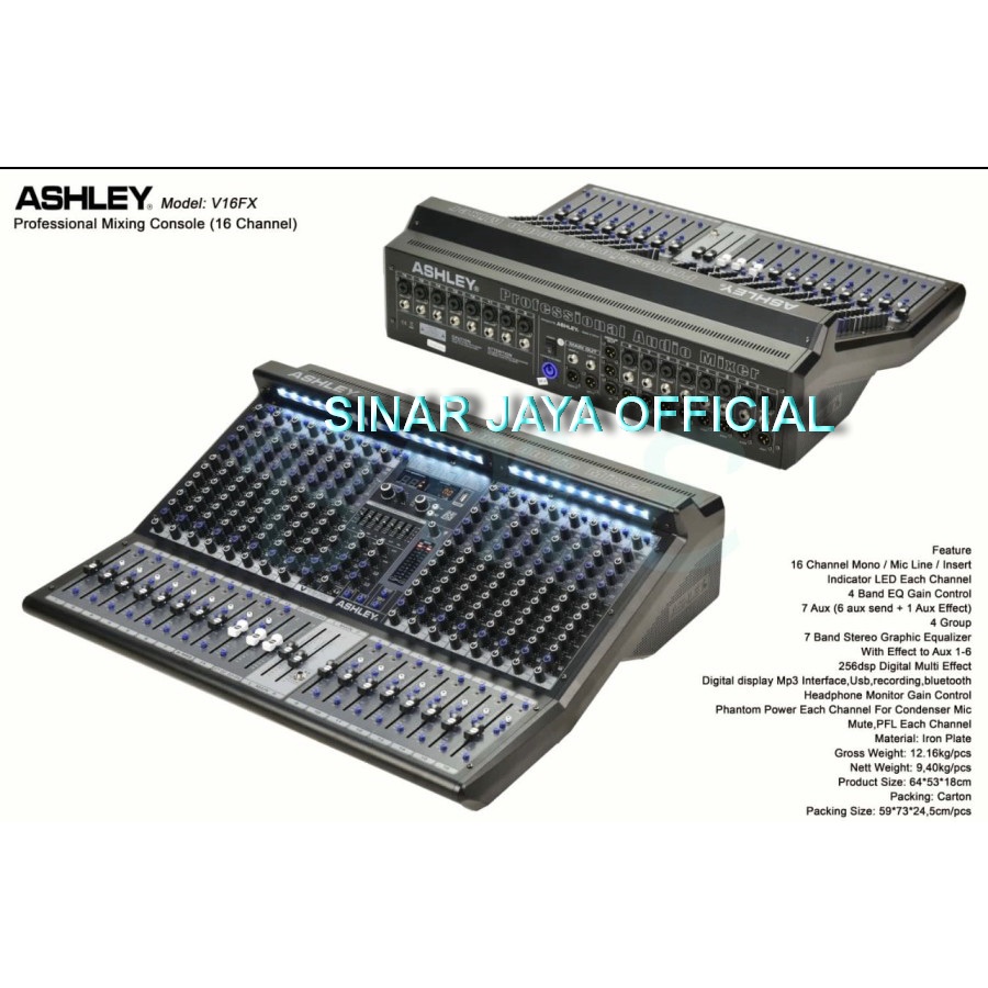 Mixer Ashley V16FX ( 16 Channel ) ( ORIGINAL )