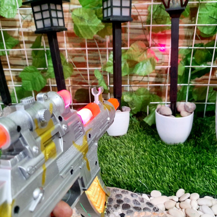 mainan tembakan M16 nyala dan bunyi - tembakan M416 getar - kado anak