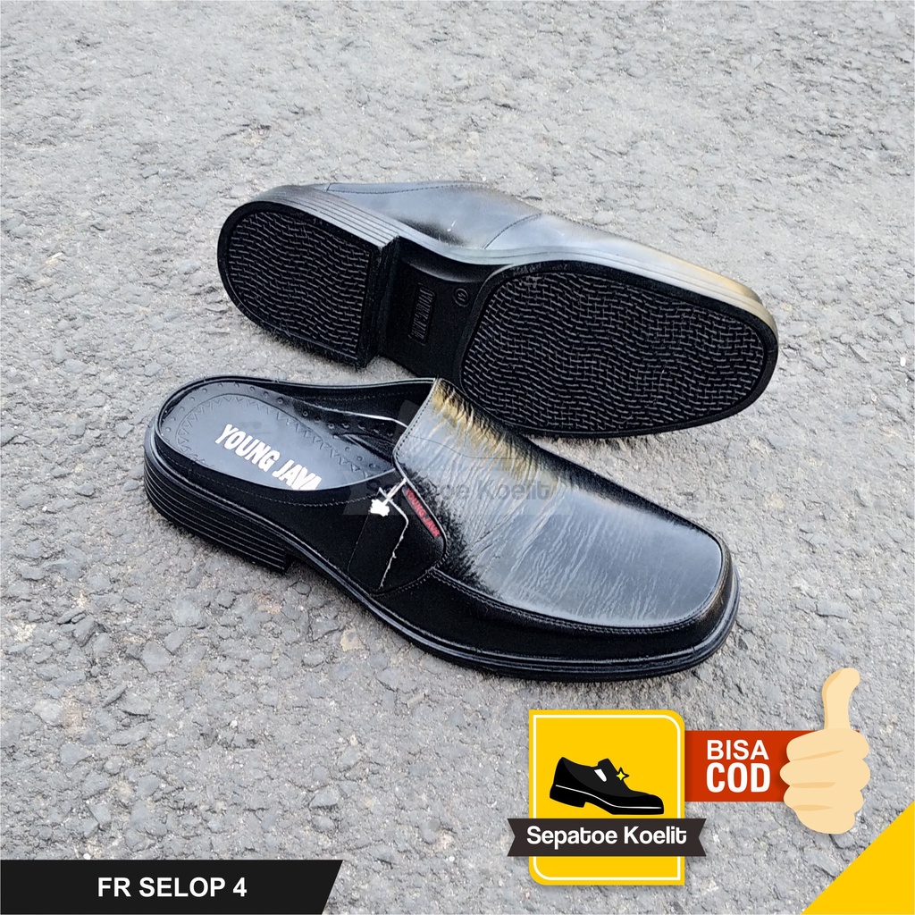 SEPATU SANDAL SELOP SLOP BUSTONG PRIA KULIT ASLI FORMAL SEPATU PANTOFEL PRIA