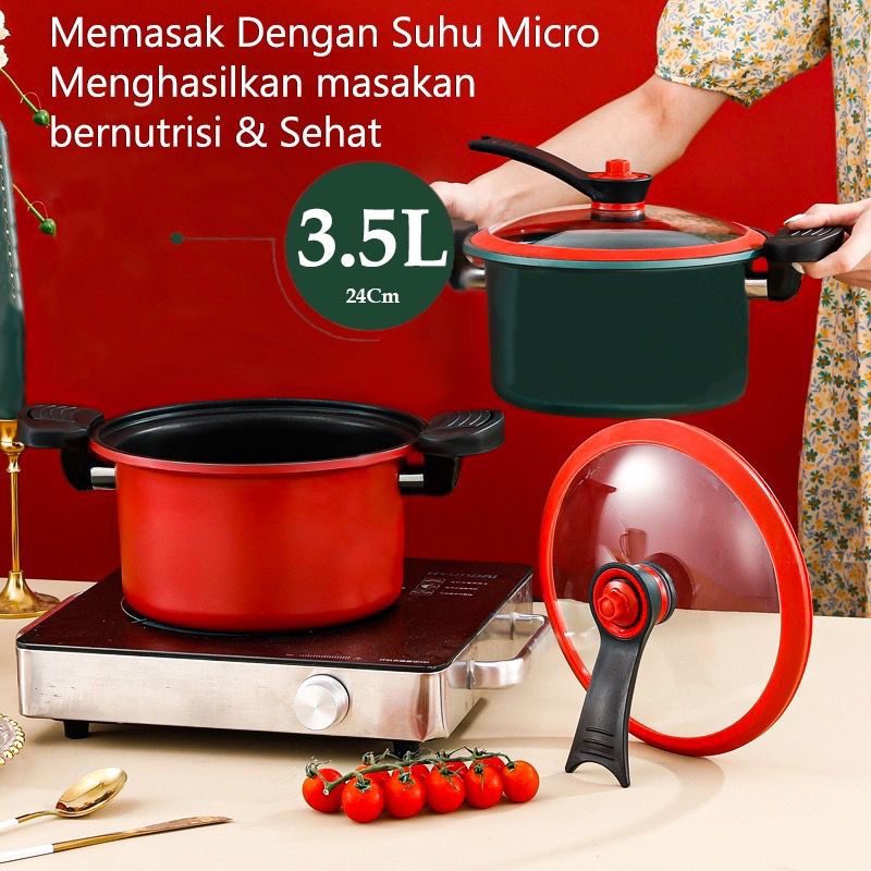 READY - Panci Presto 3.5L Anti Lengket Panci Teflon Totipotent Pot Micro Pressure 24cm Import