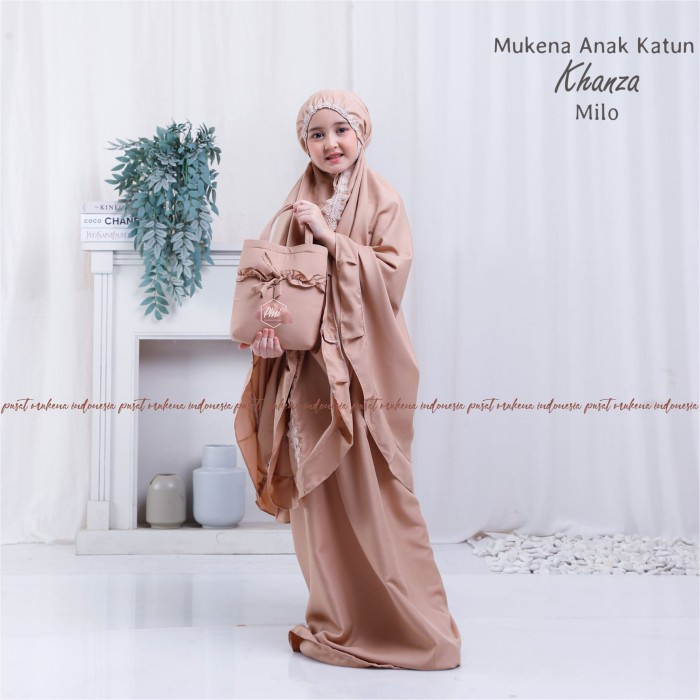 MUKENA ANAK TANGGUNG KHANZA (MILO) adem 12 tahun jumbo renda All Size bordir M5K7 tanggung 10 tahun 