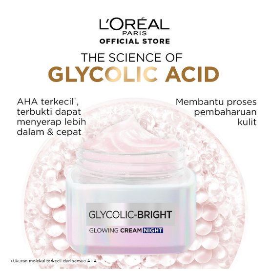 L'Oreal Paris Glycolic Bright Glowing Day Cream | Night Cream - 15ml - 50ml | Skincare Krim Glyco Loreal