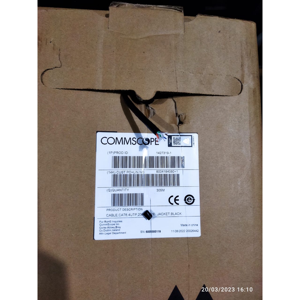 Outdoor Kabel LAN Commscope UTP Cat.6 Black 305m ORIGINAL | AMP cat6 Jaringan ethernet