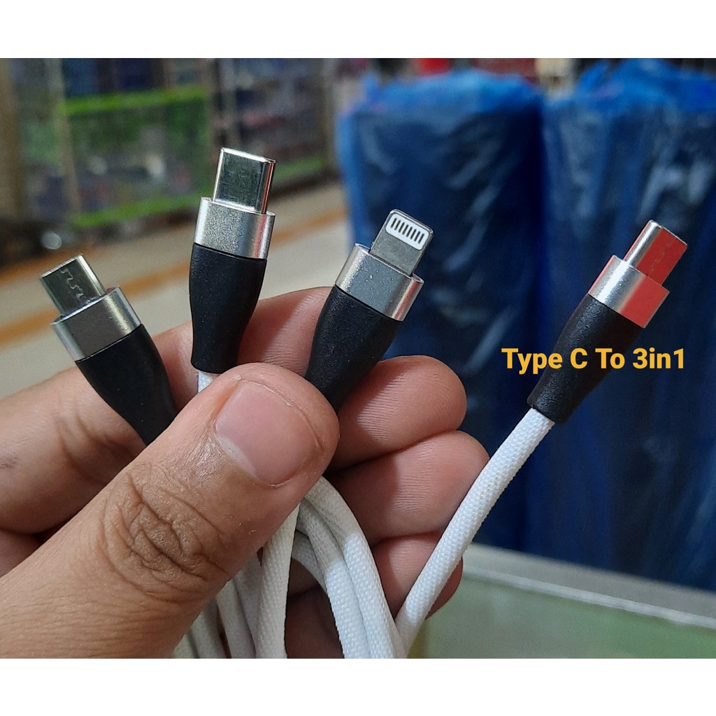 KABEL HK CA-D51 3IN1 TYPE C TO MICRO TYPE C LIGTHNING USB CASAN ALL TIPE