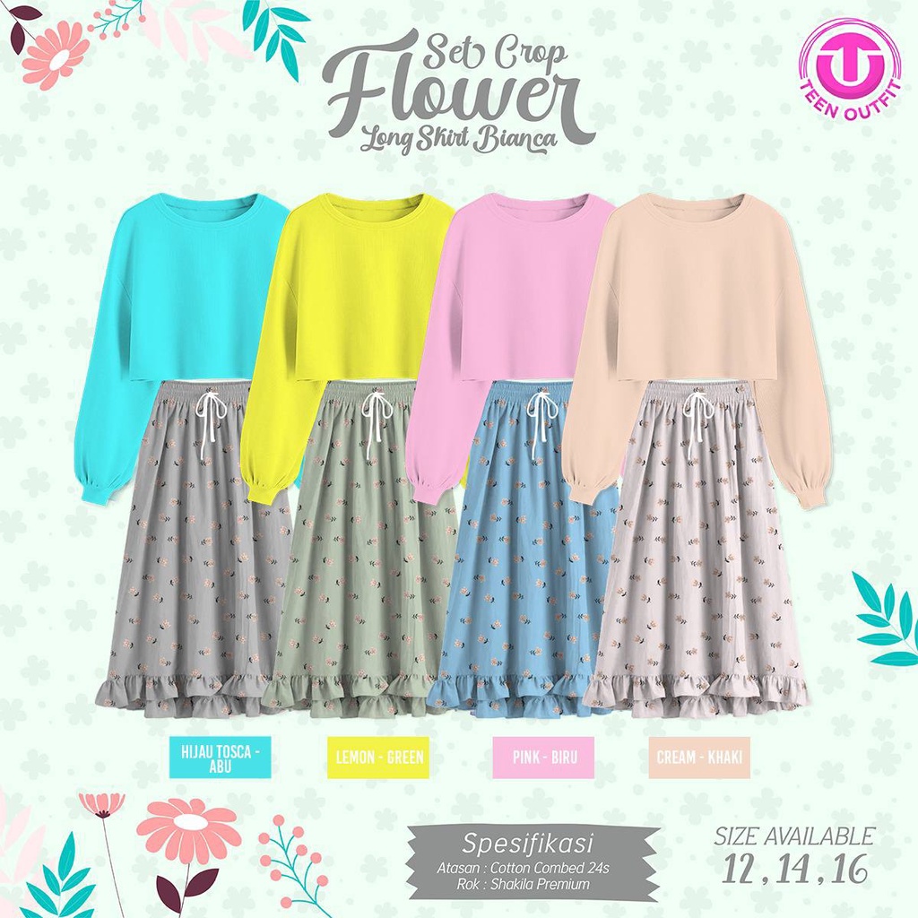 Setelan rok anak Crop Flower by Teen Outfit