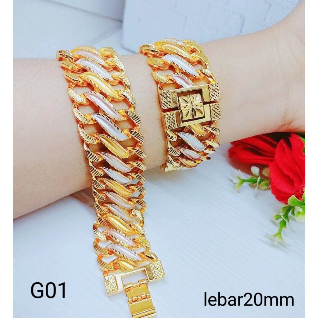 Gelang Xuping Terbaru Rantai Kombinasi Perhiasan Fashion G01(lebar20mm/25mm) 9999