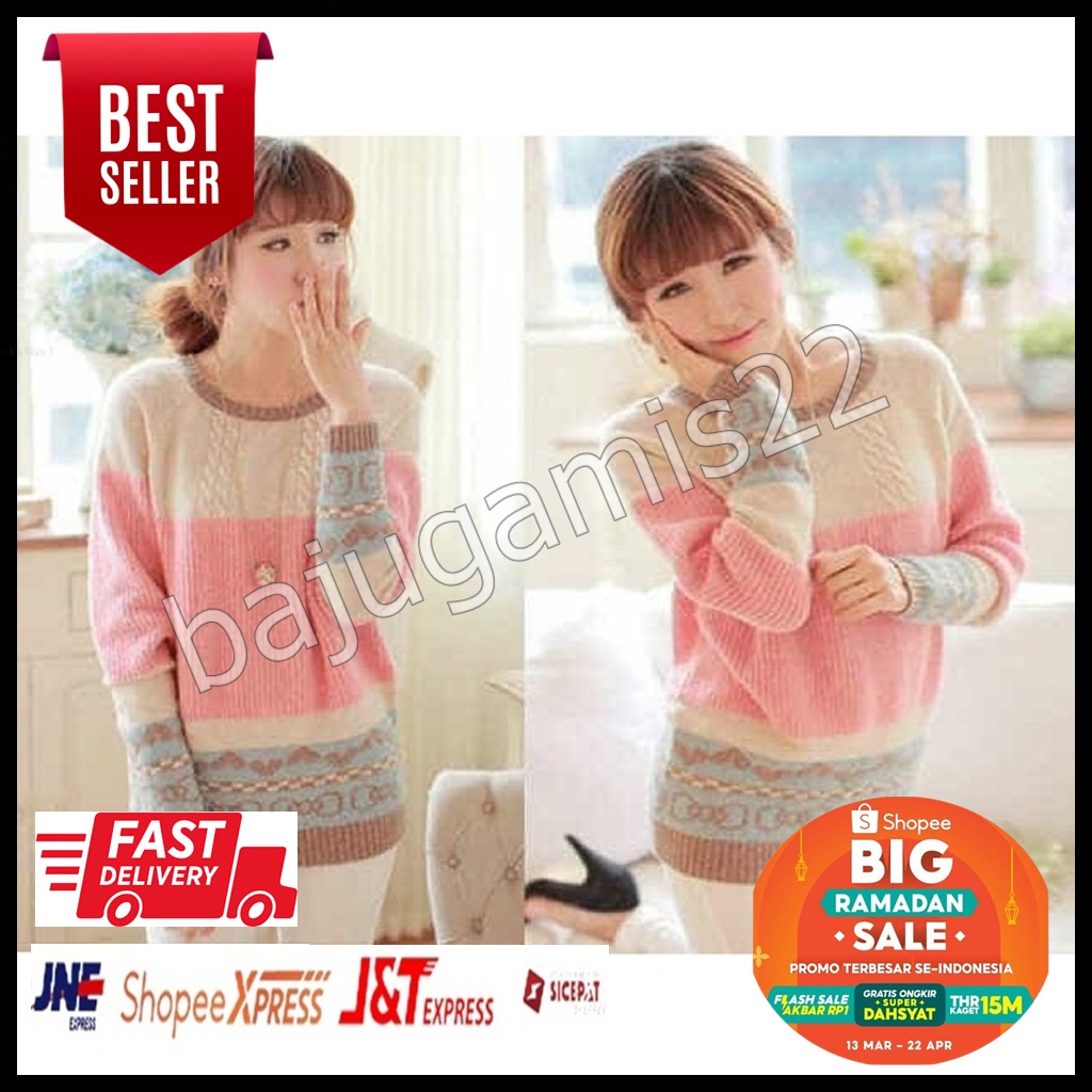 Terlaris.. Cardigan Sweater Wanita Rajut Korea Distro Model Pelangi Harga Termurah ada Hitam Polos n