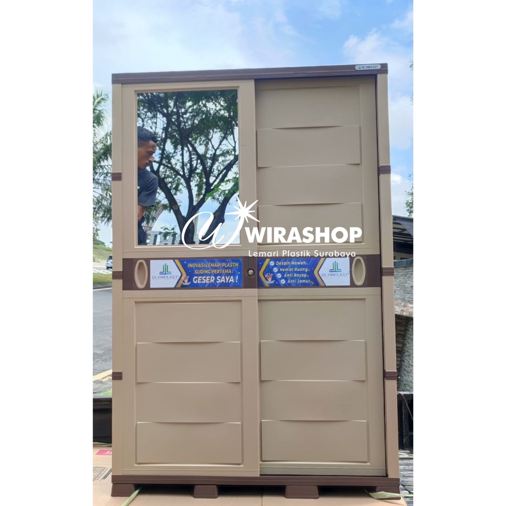 Link Luar Kota OTC 2 Pintu Slide Modern/Clasic Lemari Plastik Olymplast Pintu Sliding