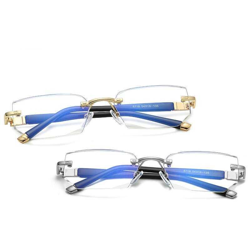 Kacamata Baca Rabun Dekat Frameless Anti Blue Light Reading Glasses - EY602 - Silver