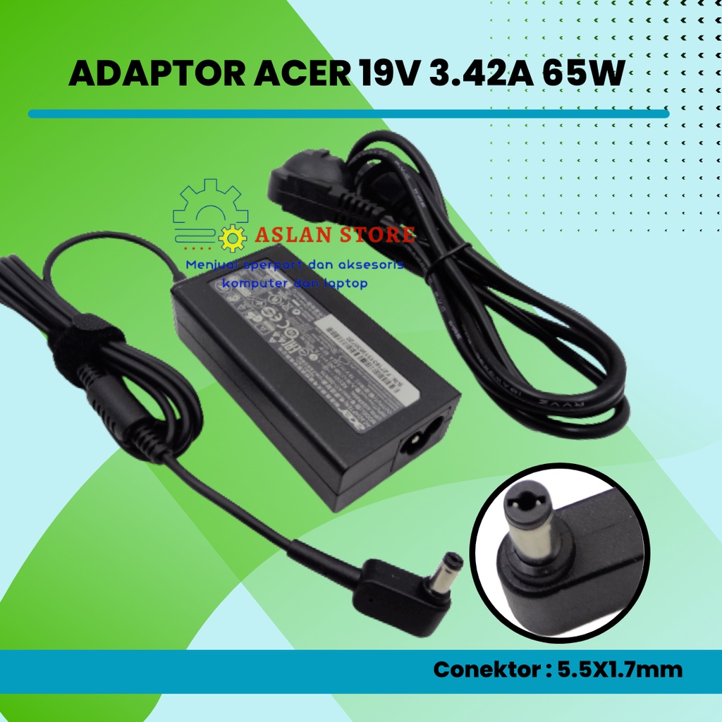 Adaptor Charger Original Laptop Acer Aspire E14 E15 E5 E5-471 E5-475 E5-475G Embos 19.5V-3.42A 5517