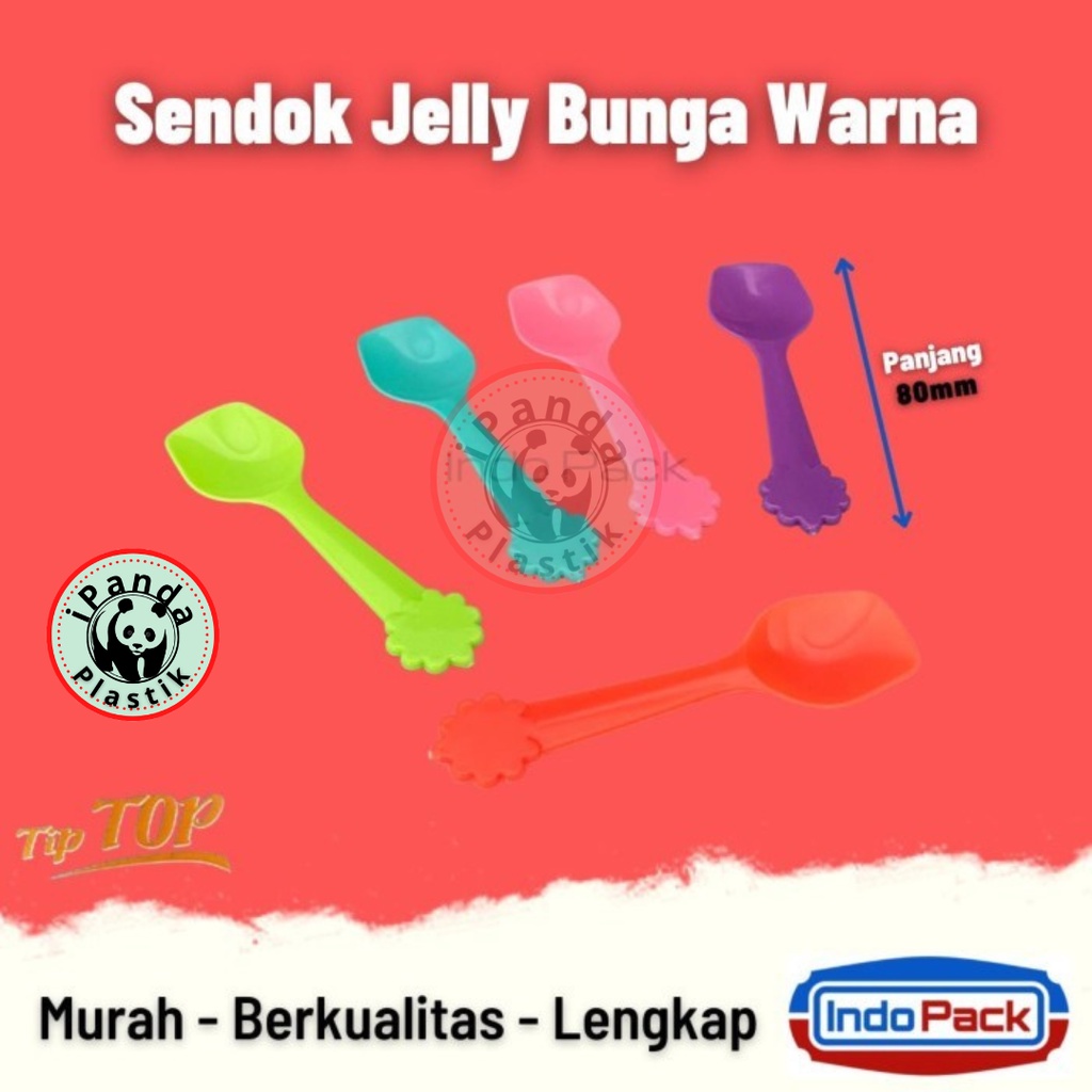 Sendok Pudding Ice Cream / Sendok Jelly Bunga TIPTOP WARNA Acak @100Pc