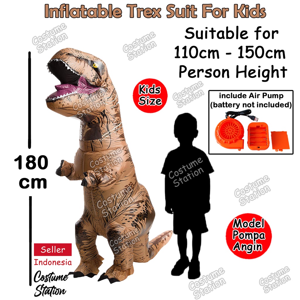 Kostum Dinosaurus T-rex anak / Costume Dino Trex Hewan Animal Inflatable pompa angin