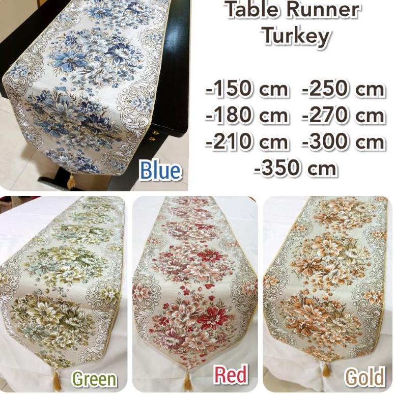 MURAH MERIAH Table Runner Belgi Taplak Meja Buffet Panjang Mewah Gold Cantik Minimalis 150 180 210 2