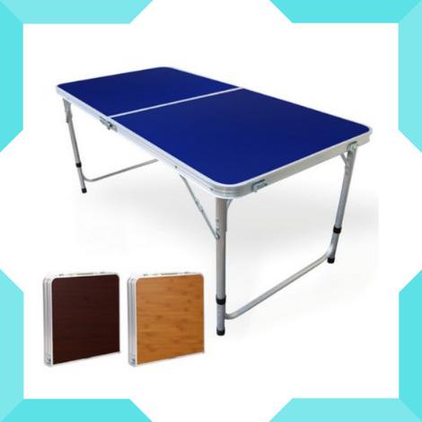 Meja Lipat Koper Aluminium/Meja Lipat Portable Kaki Bulat 60X120Cm