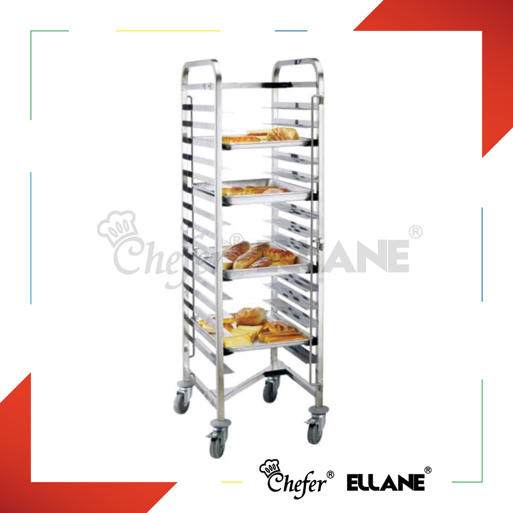 CHEFER OVEN BAKERY TROLLEY STAINLESS STEEL 15 TRAY