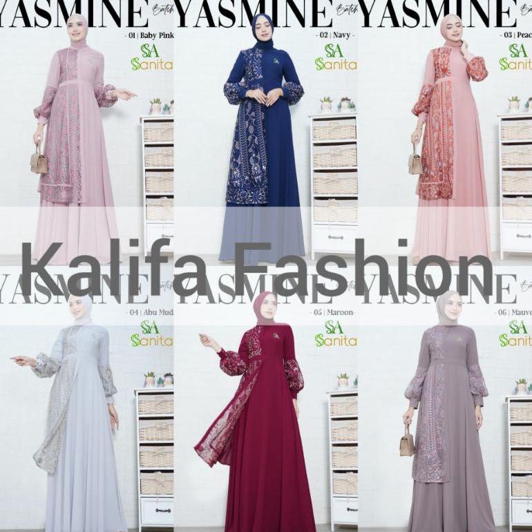 DISKON Yasmine Batch 3 by Sanita Hijab / Gamis Syari Polos / Gamis Pesta Mewah / Gamis Brukat / Dres