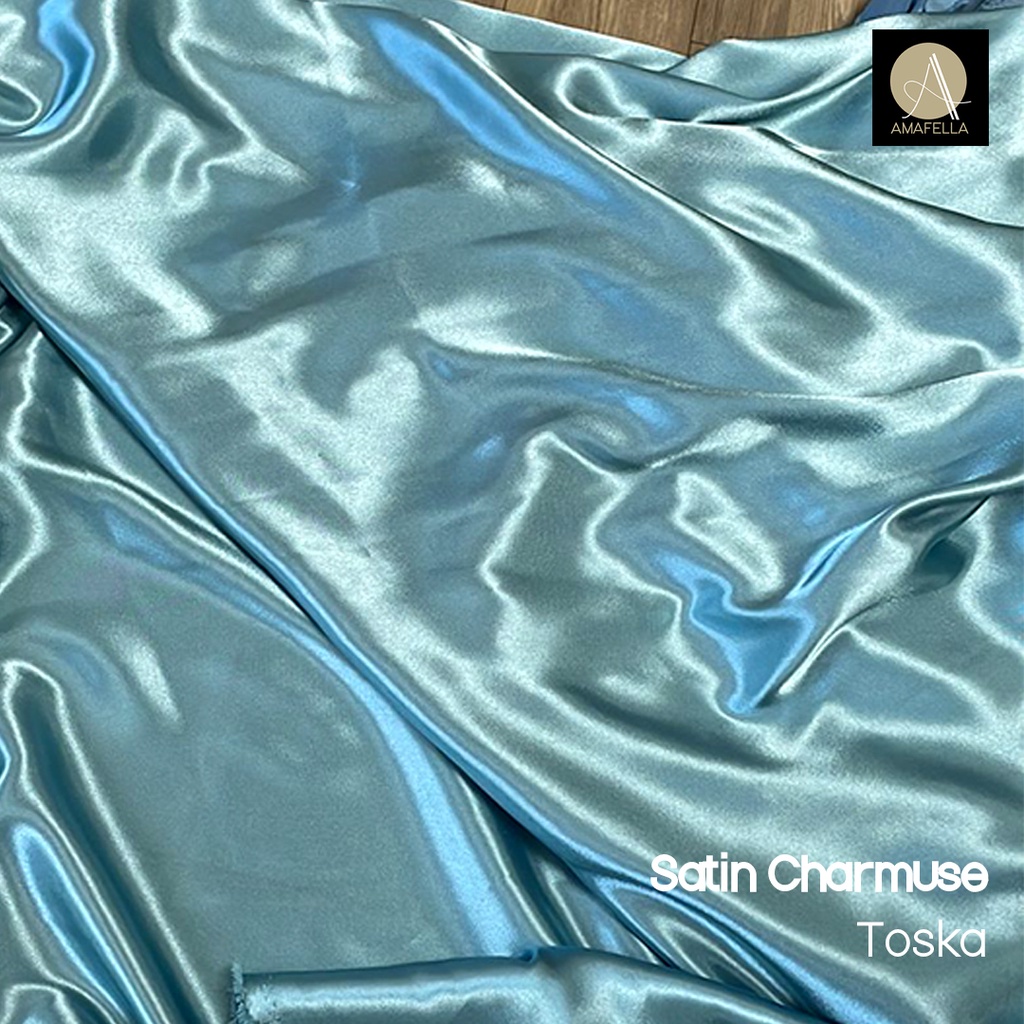 1/2 meter Kain Satin Charmuse / Sateen Silk Premium Toska