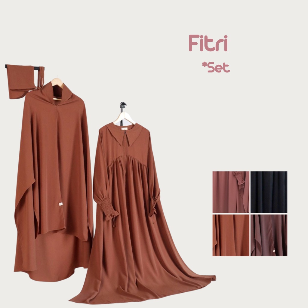 GAMIS SET KHIMAR SYARI POLOS SOFTPAD FITRI BY SAILA ALBANI CORNER