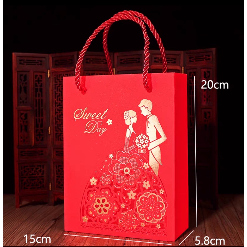 

Paper bag wedding sangjit shuangxi teapai untuk handuk dan souvenir