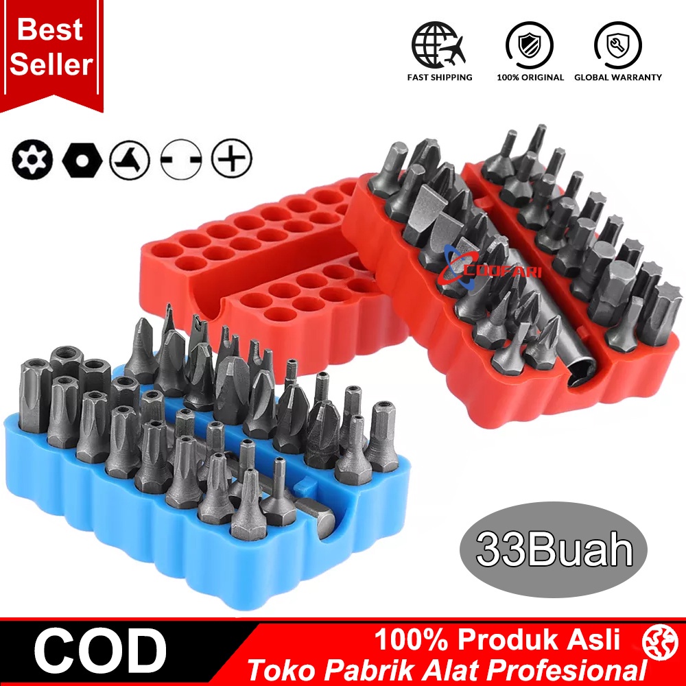 33Pcs Bit Set Hex Screw Driver Bit dengan Dudukan Magnet Obeng Bit Set SET MATA OBENG HEX SCREW DRIVER