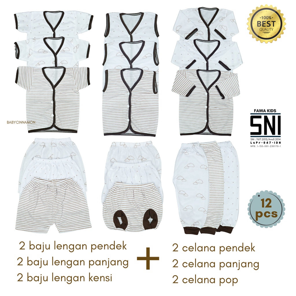 SNI - (18 PCS) Paket Baju Bayi New Born 0-3 Bulan Baju Kancing Kado Lahiran Setelan Stelan Baby Anak Laki Laki Perempuan Celana Pop Panjang Atasan