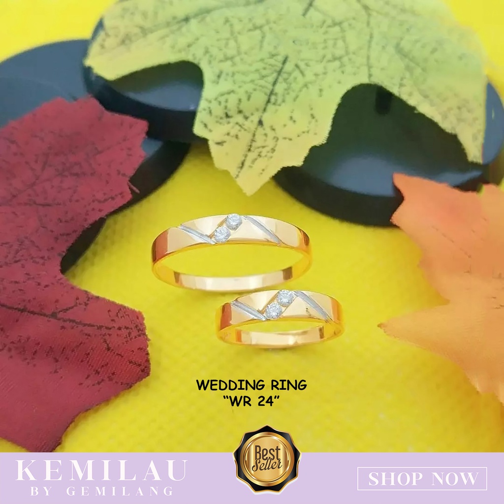 CINCIN KAWIN EMAS ASLI KADAR 375 ATAU 8K CINCIN NIKAH CINCIN TUNANGAN KODE WR 24