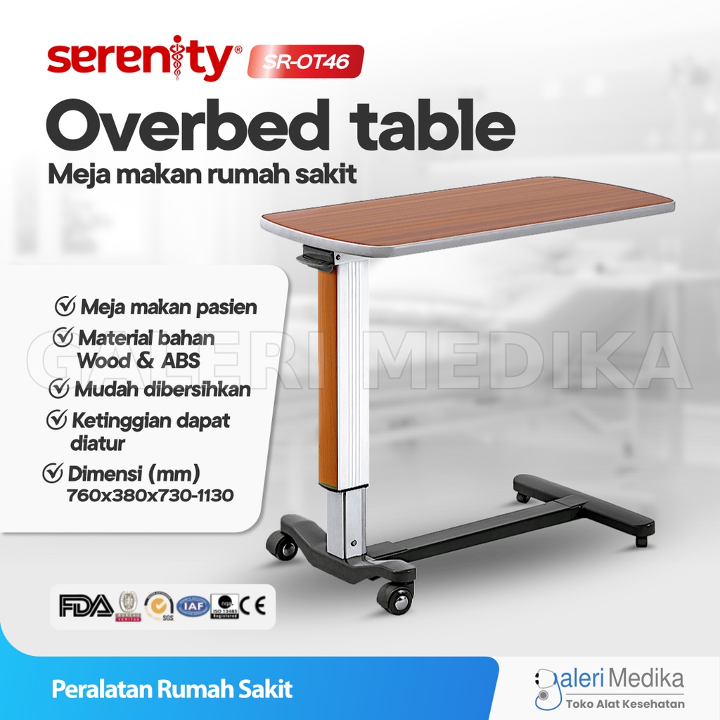 Meja Makan Portable Pasien Overbed Table Serenity SR-OT46