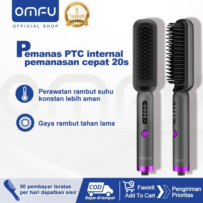 Catokan Omfu Catok Sisir Pelurus Rambut Sisir Listrik Catokan Rambut Keriting
