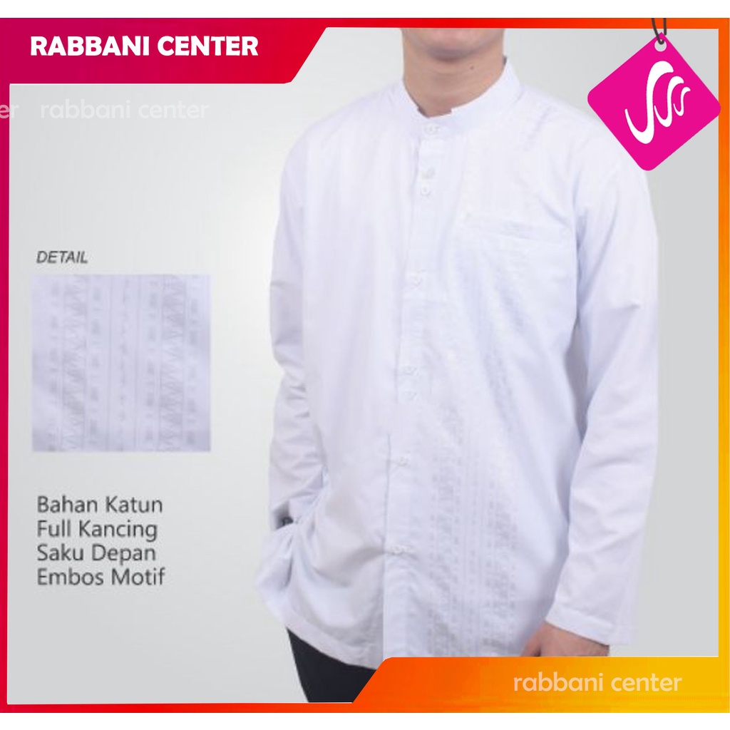 KEMEJA KOKO RABBANI KEMKO adias putih lengan panjang SIZE M dan L