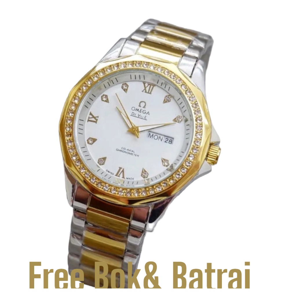 HARGA PROMO TERMURAH / Jam Tangan Pria Terlaris Tanggal Hari Aktif//Jam Tangan Cowok Mewah Case Permata /Arloji Pria Stainless Steel Terviral