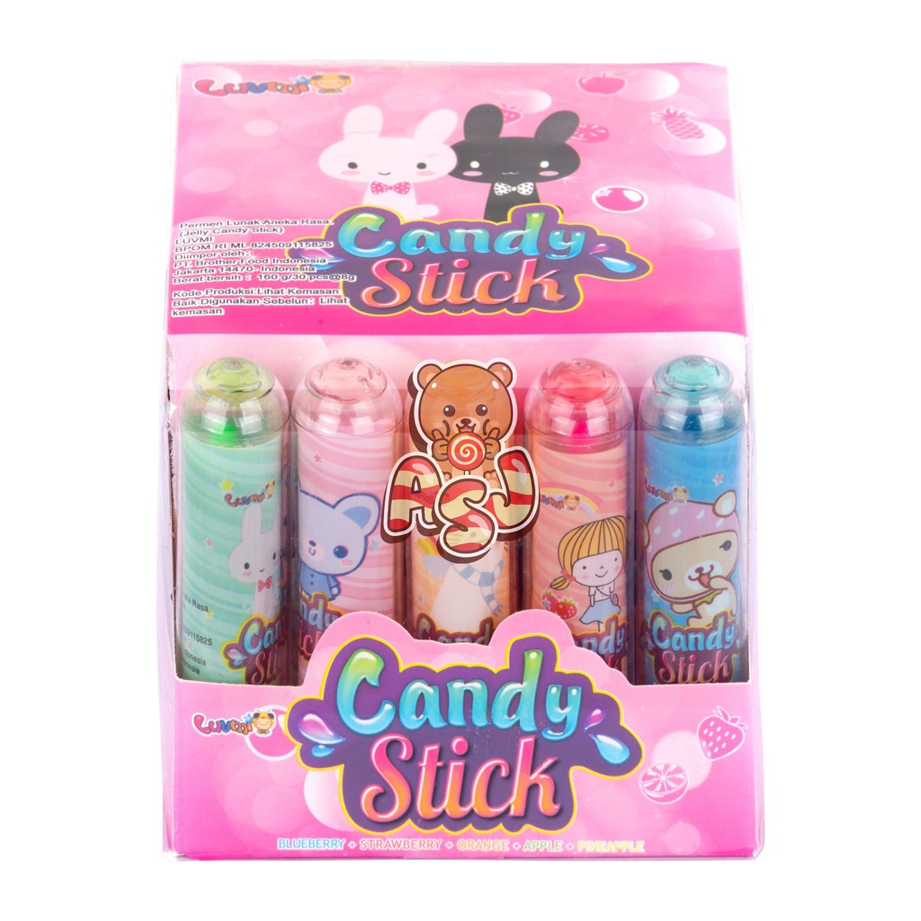 

PERMEN LUNAK ANEKA RASA (LIPSTIK JELLY CANDY STICK) ISI 30 X 8 GR