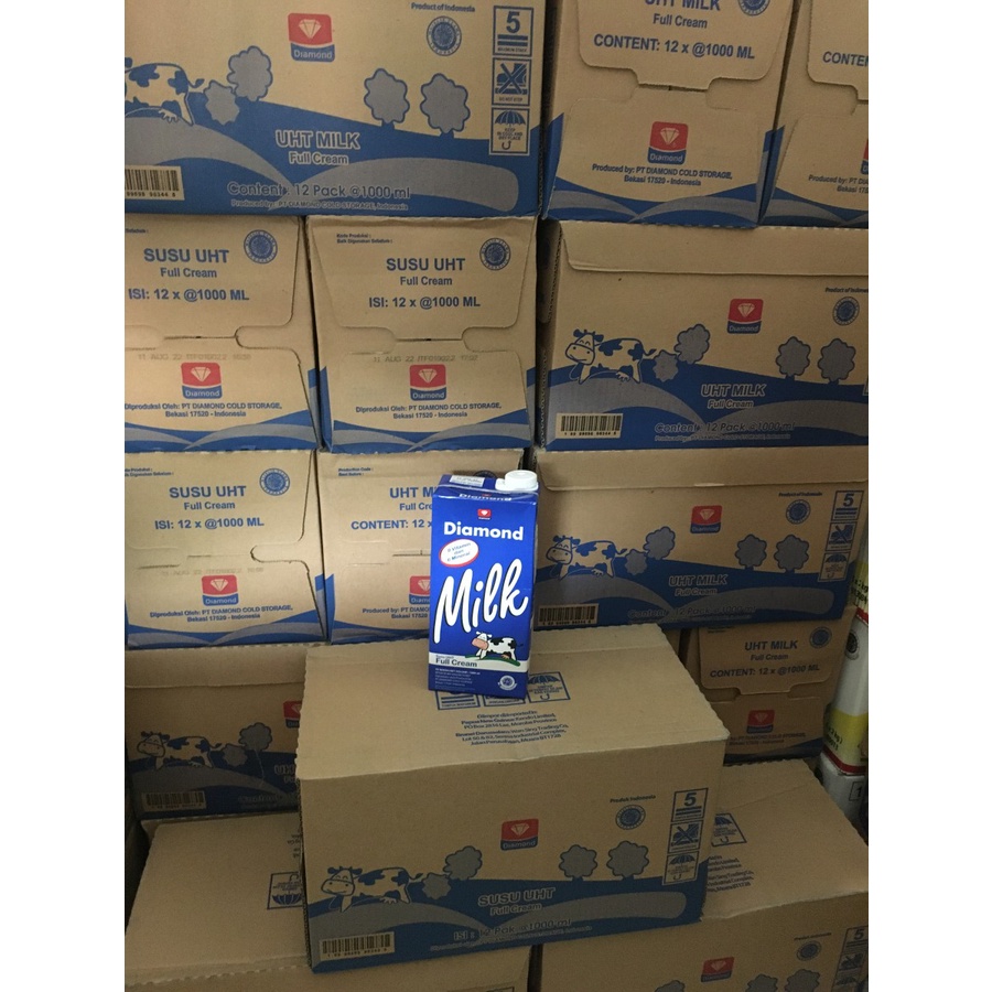 Susu Diamond 1 liter Dus UHT full cream karton ONLY GOSEND/GRAB