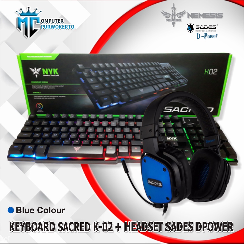 PAKET KEYBOARD GAMING SACRED K-02 PLUS HEADSET GAMING