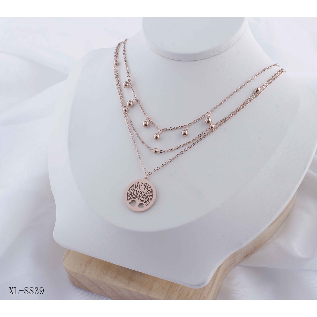 Kalung Titanium 2Rantai Anti Karat Perhiasan Fashion 8839/282