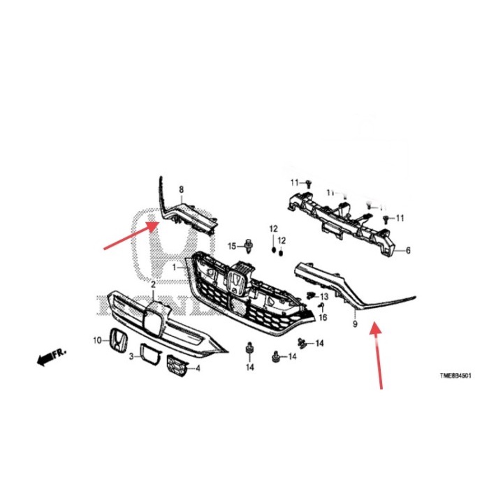 List Chrome Grill garnish CRV RW turbo gen5 facelift 2021 - 2022