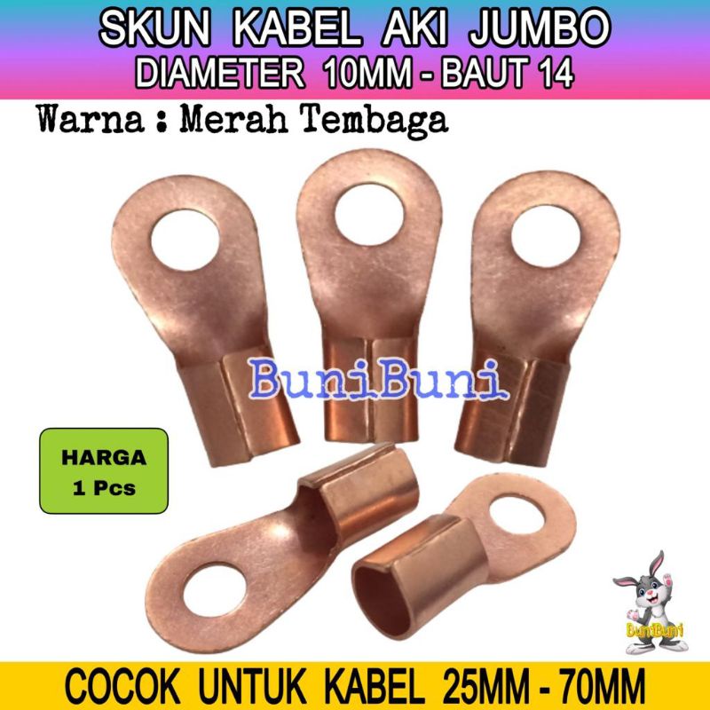 TERMINAL Skun Klem Kabel Aki JUMBO Ring BULAT M10 BAUT 14 - MERAH 100A